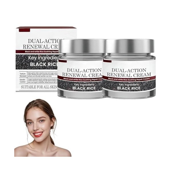 Biancat KeraErase Lot de 2 crèmes régénérantes à double action hydratante naturelle Biancat noir et blanc Crème de riz pour a