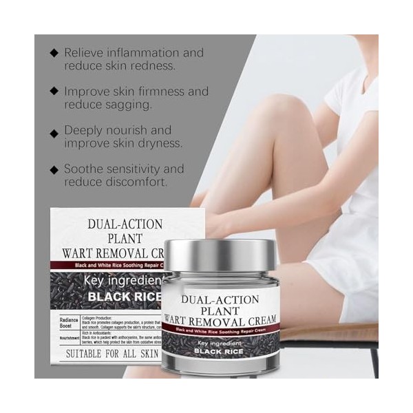 Biancat KeraErase Lot de 2 crèmes régénérantes à double action hydratante naturelle Biancat noir et blanc Crème de riz pour a