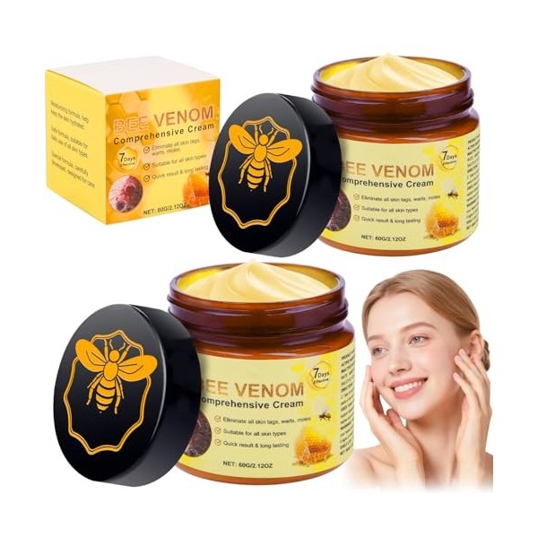 Lot de 2 crèmes régénératrices de la peau au venin dabeille - Crème complète - Pommade au poison dabeille - Pour tous les t
