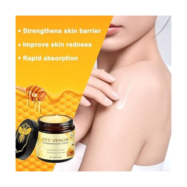 Lot de 2 crèmes régénératrices de la peau au venin dabeille - Crème complète - Pommade au poison dabeille - Pour tous les t