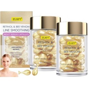 Sérum de Rétinol avec Venin Dabeille,2pcs Sérum au Rétinol pour Le Visage,Capsules Correctrices Anti-âGe Nuit,Capsule de Crè