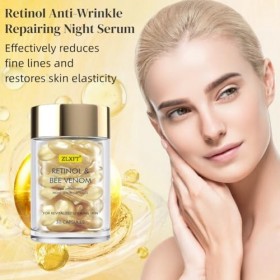 Sérum de Rétinol avec Venin Dabeille,2pcs Sérum au Rétinol pour Le Visage,Capsules Correctrices Anti-âGe Nuit,Capsule de Crè