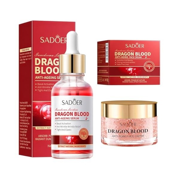 2 Pièces Crème de Sang de Dragon, Crème Anti-Rides pour le Visage + Sérum de Sang de Dragon, Retinol dragon Cream, Dragons B ...