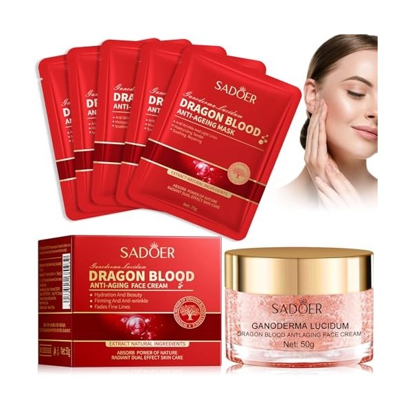 2 Pièces Crème de Sang de Dragon, Crème Anti-Rides pour le Visage + Sérum de Sang de Dragon, Retinol dragon Cream, Dragons B ...