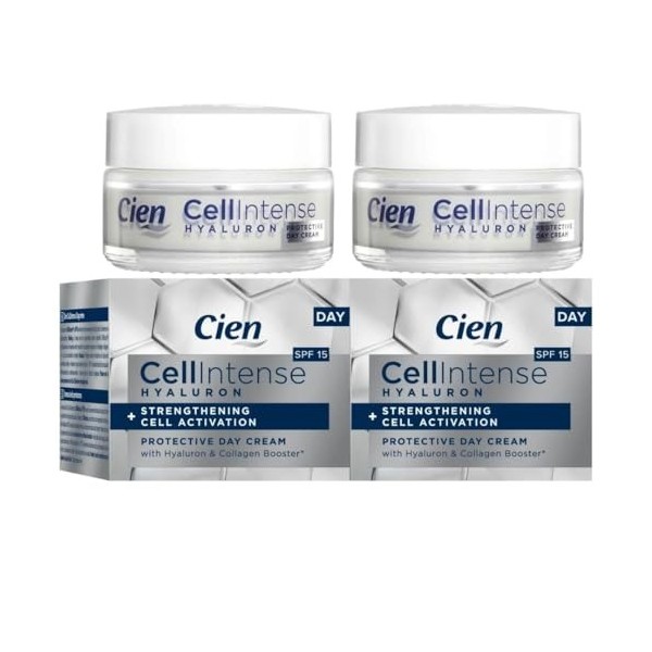 Cien CellIntense SFP 15 Lot de 2 crèmes de jour avec Scinectura & acide hyaluronique pur – Raffermissement & activation cellu