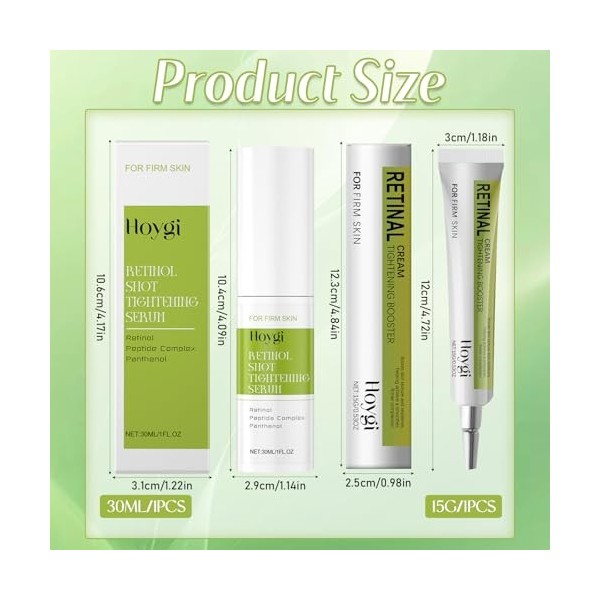 2Pcs Retinol Tightening Booster,Retinal Shot Raffermissant,Retinol Serum Visage,Raffermissants Retinal Shot,Hydratant Rafferm
