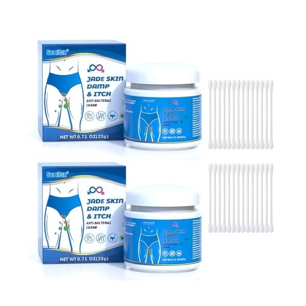 2 Boîtes Crème Antibactérienne Privée Homme avec 100 Cotons-tiges, Crème Anti-Démangeaisons Intime, Crèm/e Apaisante Private,