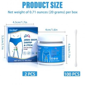 2 Boîtes Crème Antibactérienne Privée Homme avec 100 Cotons-tiges, Crème Anti-Démangeaisons Intime, Crèm/e Apaisante Private,
