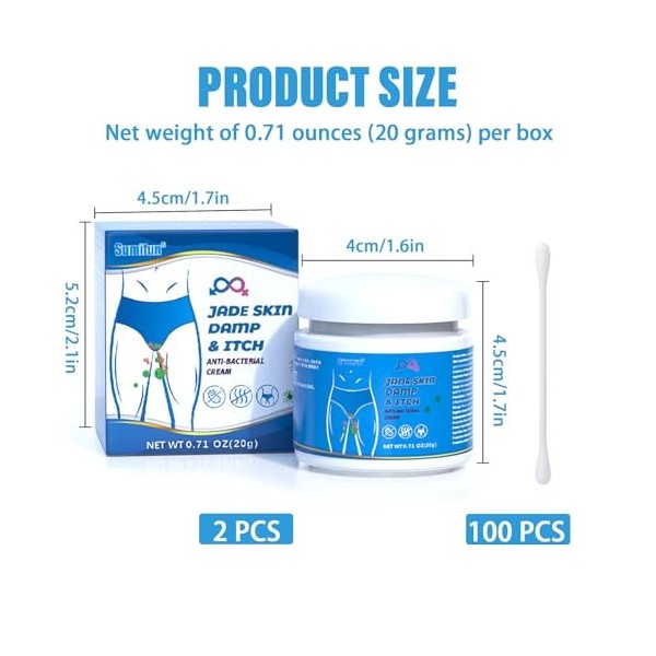 2 Boîtes Crème Antibactérienne Privée Homme avec 100 Cotons-tiges, Crème Anti-Démangeaisons Intime, Crèm/e Apaisante Private,