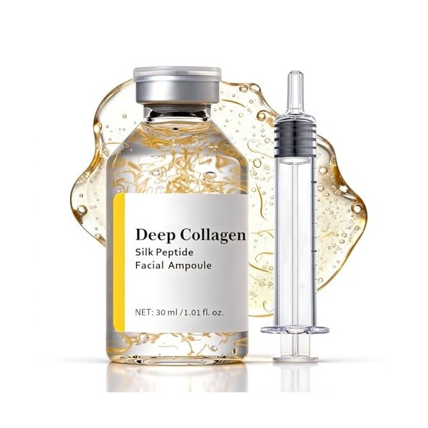 Sérum Lifting Intensive, Lifting Ampoule Silk Peptide Serum, Microneedling Sérum Anti Rides, Atténue les Ridules et Améliore