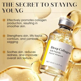 Sérum Lifting Intensive, Lifting Ampoule Silk Peptide Serum, Microneedling Sérum Anti Rides, Atténue les Ridules et Améliore 