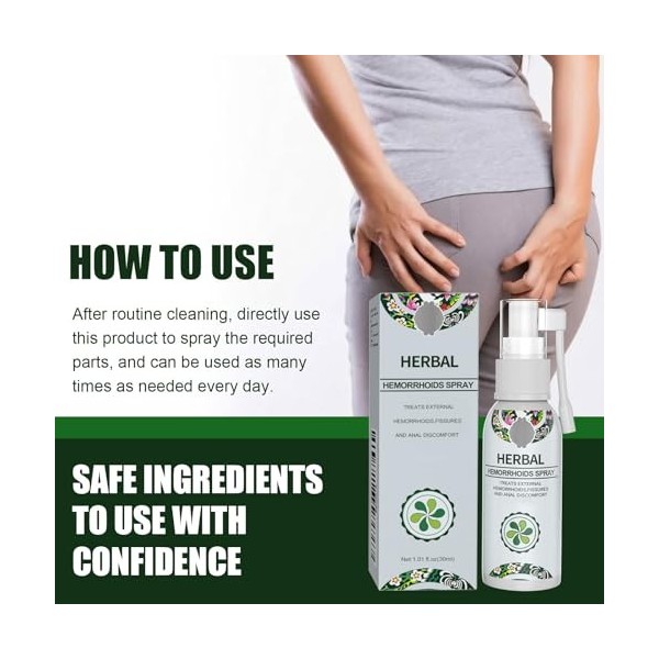 2PC Hémorroïdes Spray,Spray De Traitement Contre Les Hémorroïdes,Skin Therapy Cream, Soulage Les Gonflements Et lInconfort D