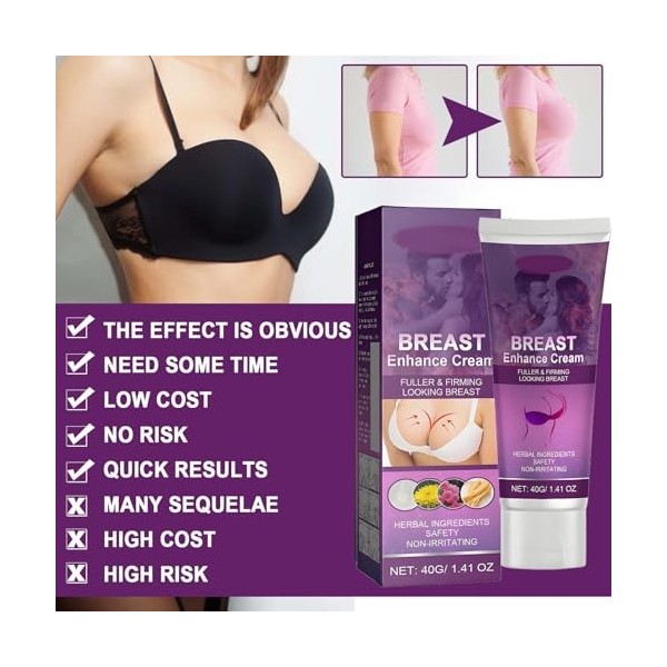 2PC Firming Breast Cream, Volumising and Toning Breast Lotion, Skin Therapy Cream, Lifting et Modelage, Augmente la Taille de