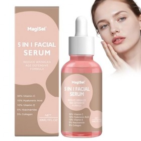 Serum Collagene Visage, Sérum Visage Anti-Âge, Booster Toner Serums, Peau Repulpée et Raffermie, Contrôlant les Pores, Amélio