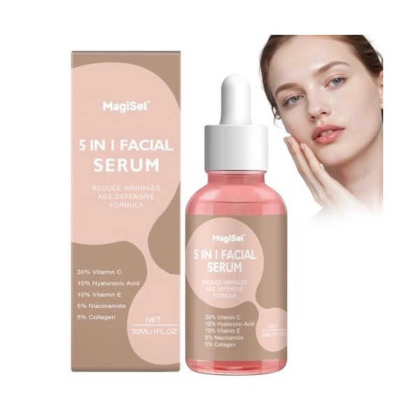 Serum Collagene Visage, Sérum Visage Anti-Âge, Booster Toner Serums, Peau Repulpée et Raffermie, Contrôlant les Pores, Amélio