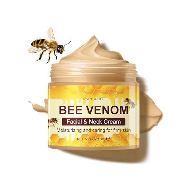 Crème anti-rides au venin dabeille pour le visage et le cou - Crème hydratante raffermissante pour la peau - Réduit les ridu