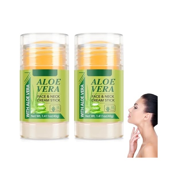 Lot de 2 crèmes hydratantes à laloe vera pour le cou, anti-âge, raffermissant, soulève le contour de la peau, lisse les lign