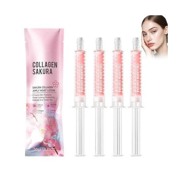 Sakura - Lot de 4 crèmes hydratantes pour le visage - Fleurs de cerisier - Crème hydratante pour le visage - Crème au collagè