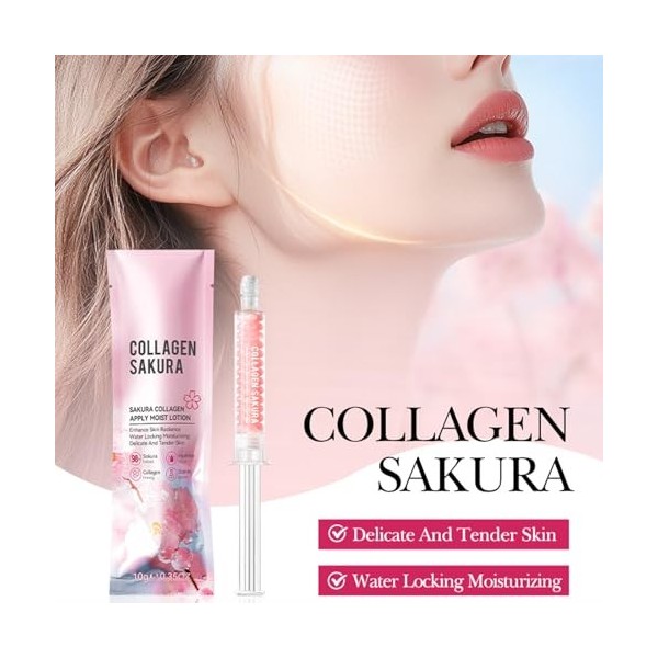 Sakura - Lot de 4 crèmes hydratantes pour le visage - Fleurs de cerisier - Crème hydratante pour le visage - Crème au collagè