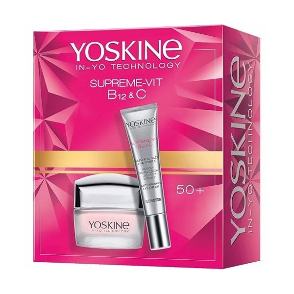 Yoskine Kit Supreme Vit B12+C : crème de jour 50+ et crème contour des yeux avec vitamines B12 et C pour une peau rayonnante 
