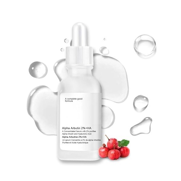 Alpha Arbutinq 2% + HA, Serum Alpha Arbutin, Acide Hyaluronique, Serum Anti Tache Visage, Améliore la Pigmentation et Unifie ...