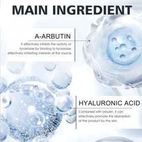 Alpha Arbutinq 2% + HA, Serum Alpha Arbutin, Acide Hyaluronique, Serum Anti Tache Visage, Améliore la Pigmentation et Unifie ...