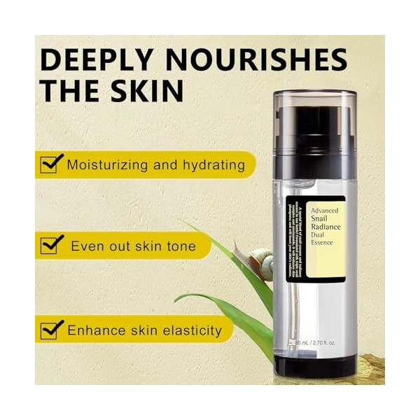 Double Sérum - Niacinamide 5% + Mucine dEscargot 74%, Hydratant, Éclaircissant, Niacinamide Serum, Éclaircissant, Réparateur