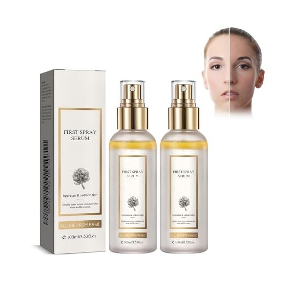 White Truffle Lot de 2 sérums faciaux hydratants longue durée, hydratation en profondeur, pour tous les types de peau, spray