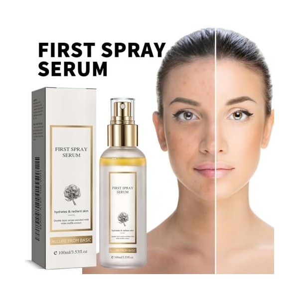 White Truffle Lot de 2 sérums faciaux hydratants longue durée, hydratation en profondeur, pour tous les types de peau, spray