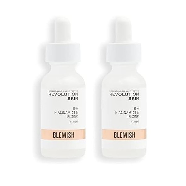 Revolution Skincare London, 10% Niacinamide and 1% Zinc Blemish & Pore, Sérum, 30ml Lot de 2 