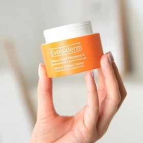 EVOLUDERM - Crème Visage Éclat Vitamine C - 50ml - 96% dIngrédients dOrigine Naturelle - 2% Niacinamide & Extrait dOrange