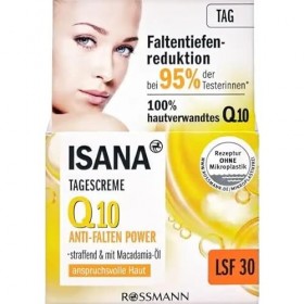 Isana Q10 Anti-Rides Crème de jour pour peau exigeante 50 ml, Corn eosti cker DS, anti-âge raffermissante, nachweisliche anti