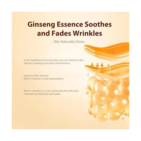 2pcs Ginseng Serum, Essence Hydratante, Sérum pour le Visage au Ginseng, Ginseng Polypeptide Anti-Aging Essence, Ginseng Anti