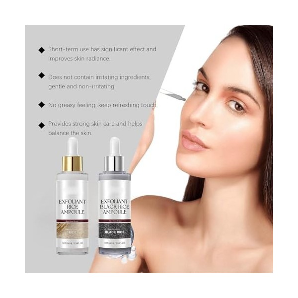 Peel Shot Glow Ampoule de riz blanc/riz noir, 2025 exfoliant visage et corps, duo éclaircissant pour tous les types de peau 
