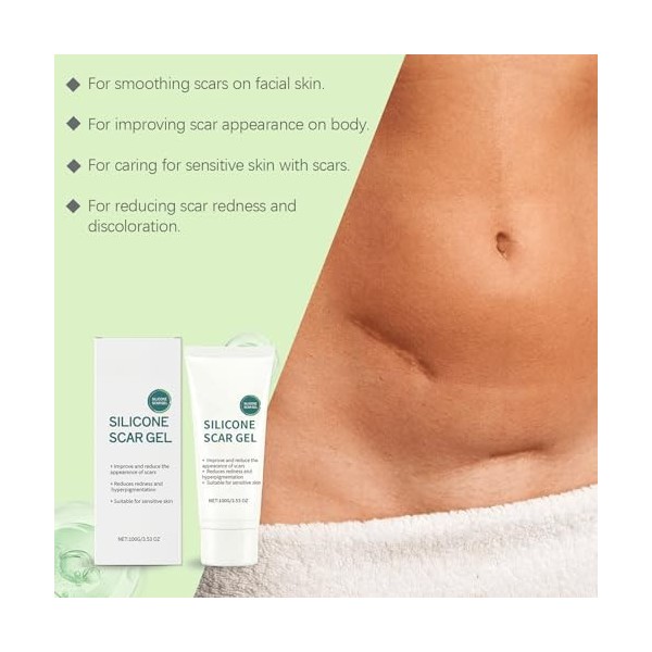 Gel Cicatriciel – Gel Centella Asiatica & Panthénol pour le Visage et le Corps, Réduit les Rougeurs et la Pigmentation, Convi...