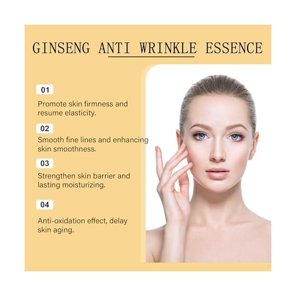 Essence hydratante anti-âge au ginseng naturel, essence anti-rides au ginseng, sérum et tonique pour le visage pour hydrater,...