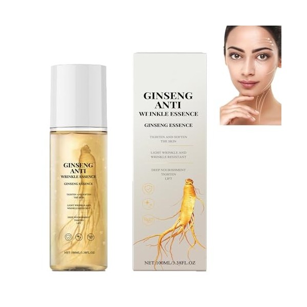 Essence hydratante anti-âge au ginseng naturel, essence anti-rides au ginseng, sérum et tonique pour le visage pour hydrater,...