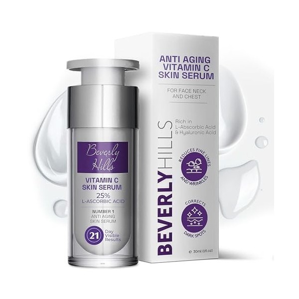 Beverly Hills vitamine C 25% sérum anti-âge | 30ml | Puissant nourrisseur de cellules | Ingrédients éprouvés cliniquement pou