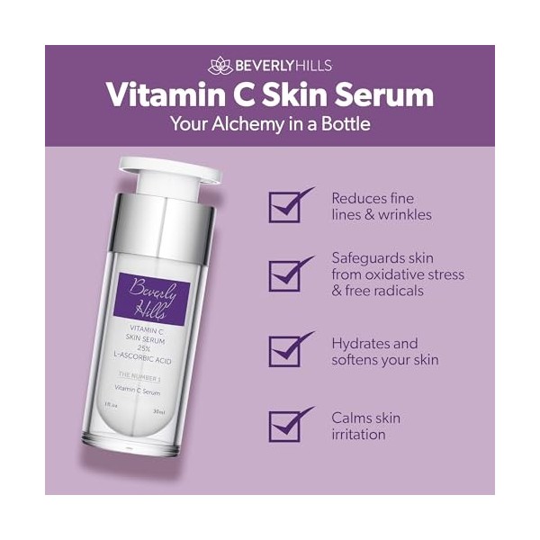 Beverly Hills vitamine C 25% sérum anti-âge | 30ml | Puissant nourrisseur de cellules | Ingrédients éprouvés cliniquement pou