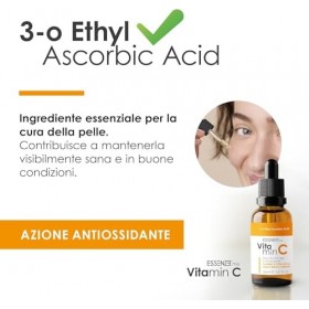 Essenze - Sérum Visage Vitamine C Anti-rides et Illuminant - Hydratant et Raffermissant, pour le Contour des Yeux - Peau Liss