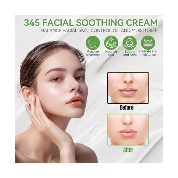 345 Relief Cream, 345 Creme Visage Hydratante, 345 Cream, Hydrate et Apaise, Répare la Barrière Cutanée, Convient à Tous les 