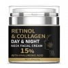 Crème au rétinol pour le visage, crème raffermissante au collagène et au cou avec 15 % dacide hyaluronique, hydratant anti-â