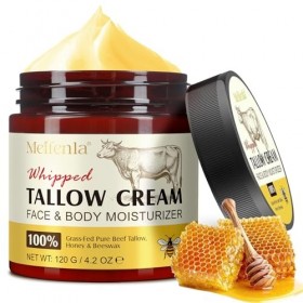 Beef Tallow for Skin, Suif de Boeuf Creme Visage, Soins de la Peau au Suif de Bœuf, Baume Visage au Suif et au Miel, 100% Nat