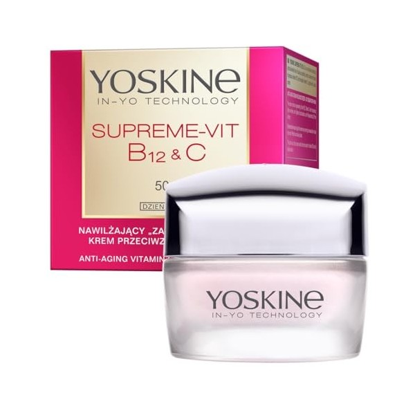Yoskine Supreme Vit B12 + C Crème de jour anti-âge pour le visage avec lifting Chicory pour une peau éclatante à partir de 50
