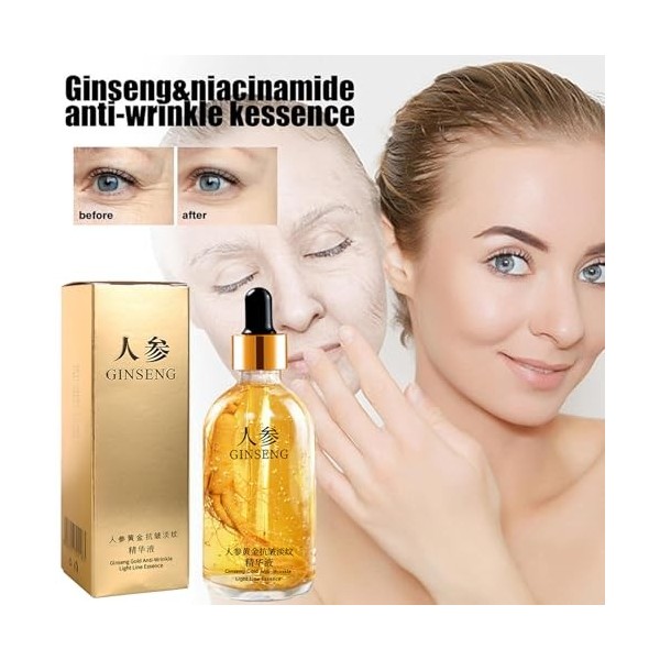 Grgowe 2 Pièces Essence Anti-Âge Au Ginseng,Sérum Pour Le Visage Au Ginseng,Huile Essentielle De Ginseng Pour Réduisant Rides