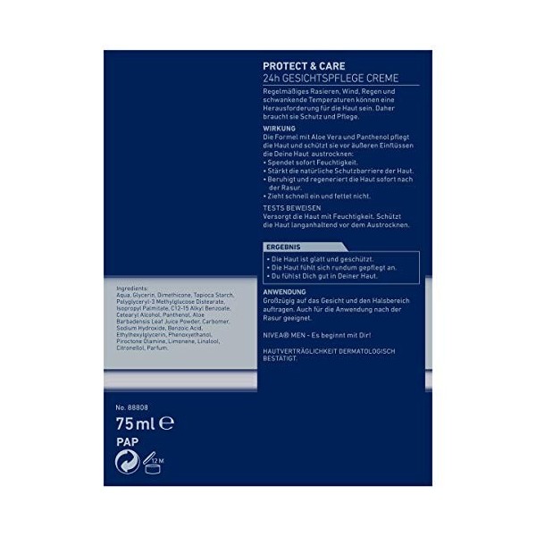 NIVEA MEN Protect & Care Crème de soin du visage hydratante 75 ml pour homme