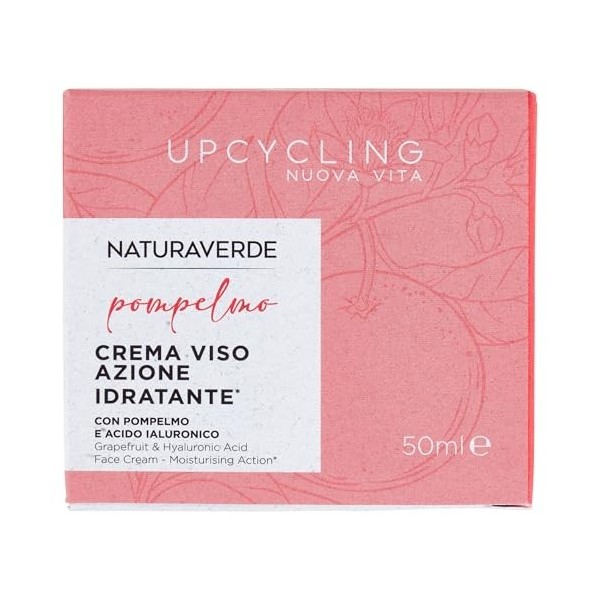 Naturaverde | Crème visage upcycling pamplemousse avec extrait de pamplemousse, vitamine C et acide hyaluronique, hydratante 