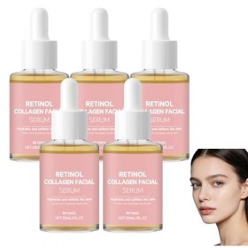 Sérum facial au collagène au rétinol, sérum anti-âge, anti-rides, essence hydratante instantanée, hydratation profonde, assou...