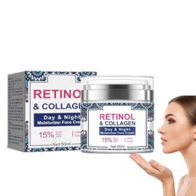 Crème hydratante de jour et de nuit au rétinol et au collagène, crème anti-rides, Anti-Aging-Faltencreme avec crème liftante ...