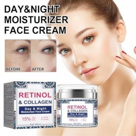 Crème hydratante de jour et de nuit au rétinol et au collagène, crème anti-rides, Anti-Aging-Faltencreme avec crème liftante ...